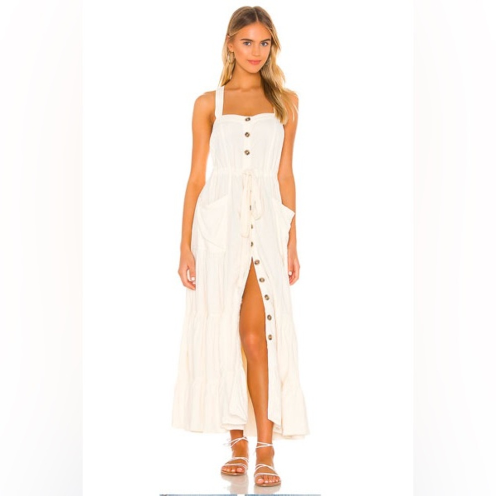 New Free People Catch the Breeze Dress Midi Ivory Linen Size XS - Picture 1 of 11
